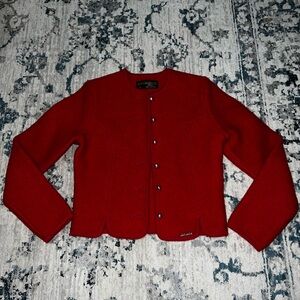 Red Wool Button-Up Jacket